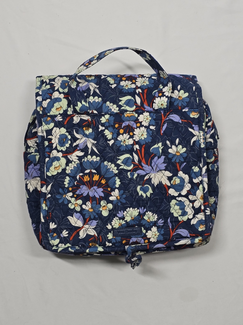 Vera Bradley Quilted Floral Hanging Travel Organizer Toiletry Bag Navy Blue